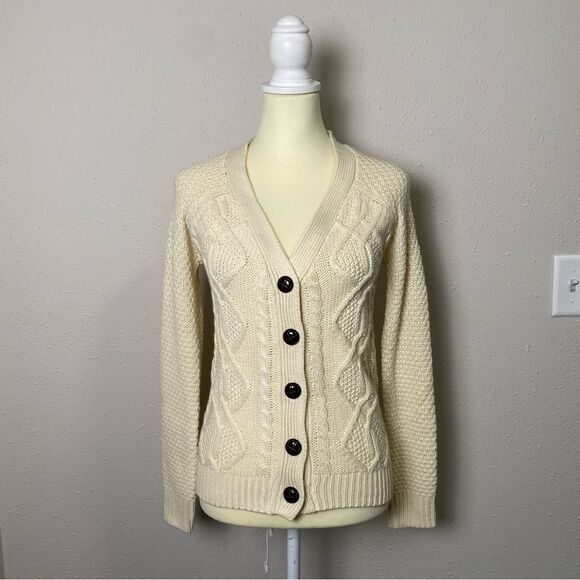 NWT Wet Seal Chunky Knit Button Front Cream Cardigan Sweater Women's Size XS - Picture 4 of 15